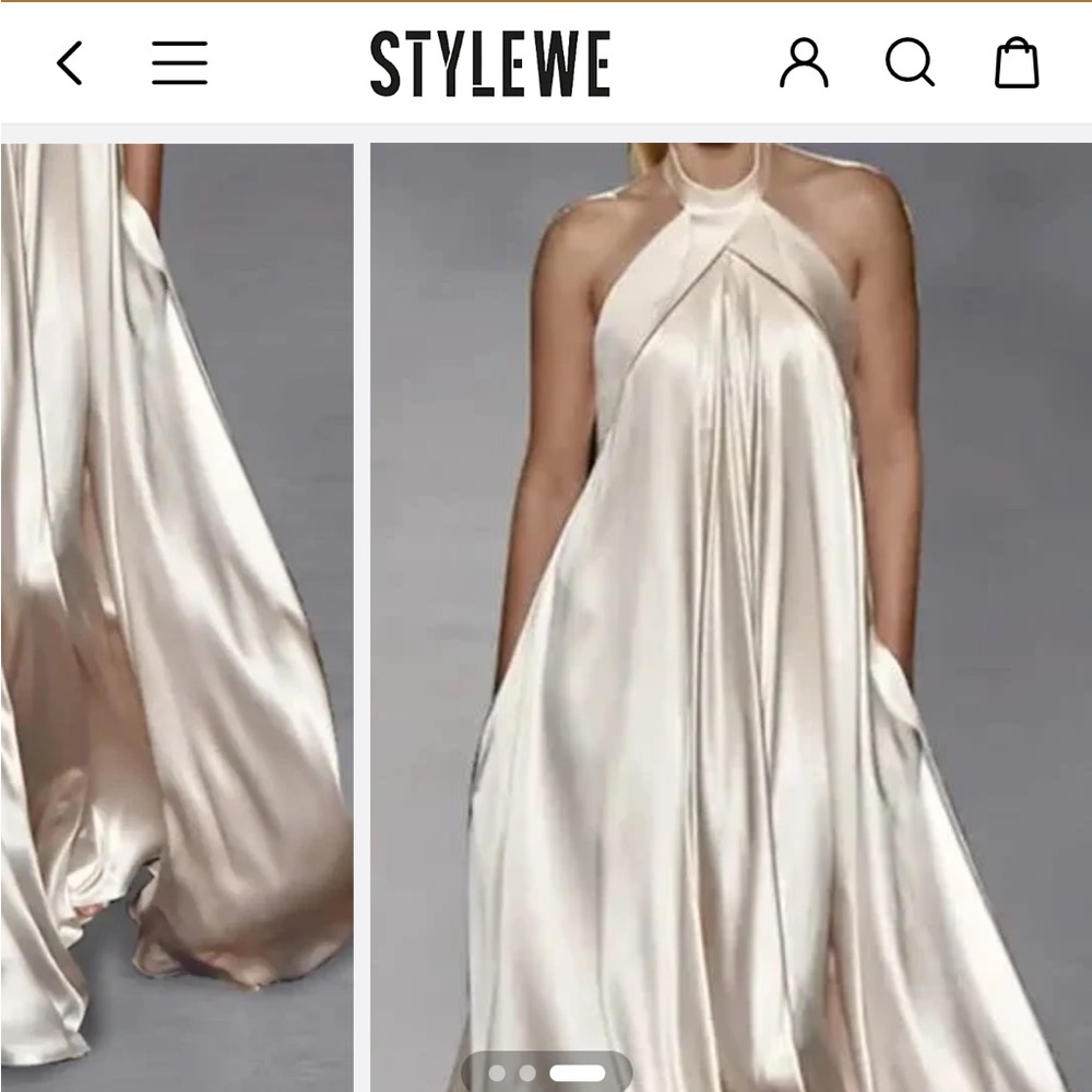 STYLEWE Satin Cream Maxi Dress
